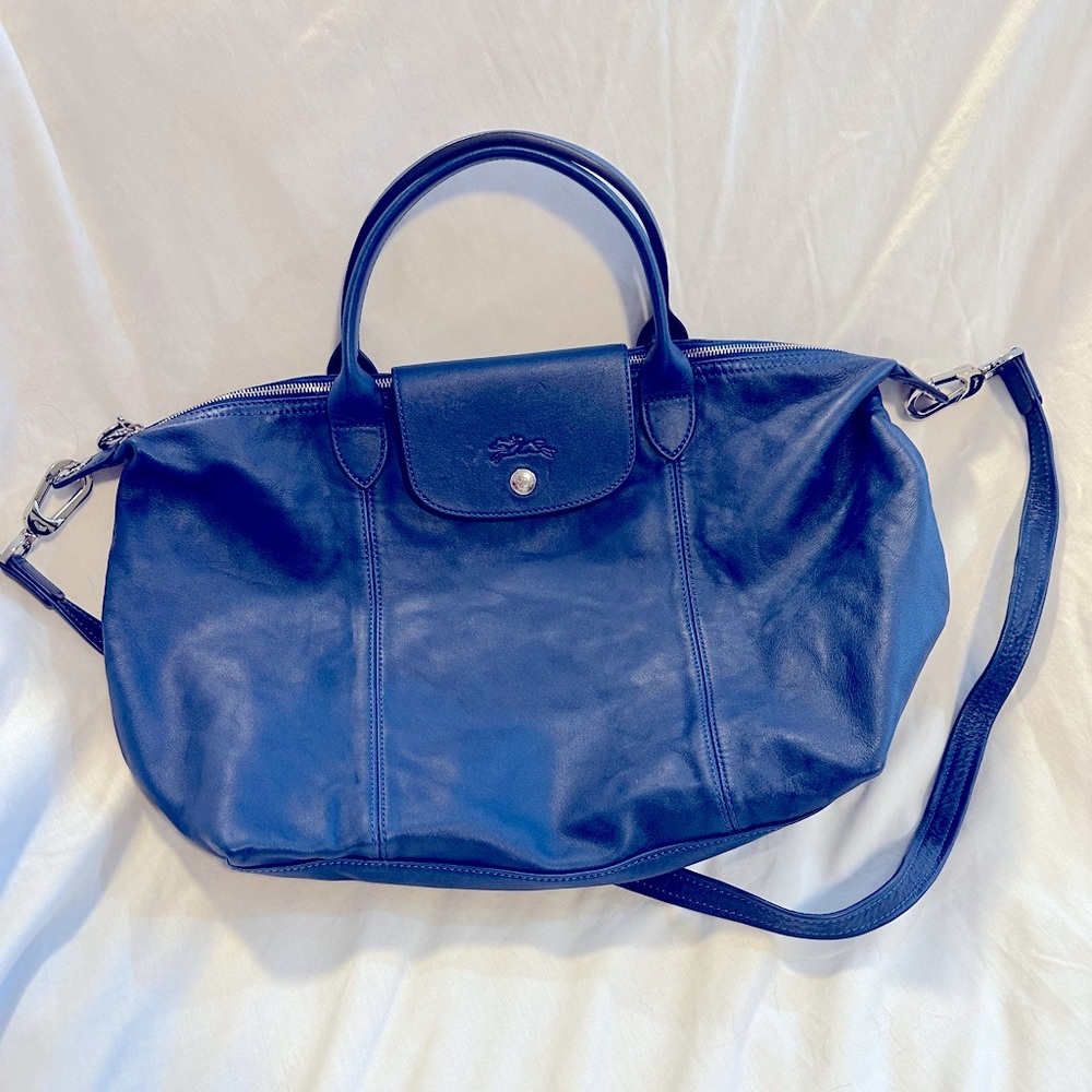 Longchamp “Le Pliage Cuir Large” Leather Crossbody Tote | Excellent condition!